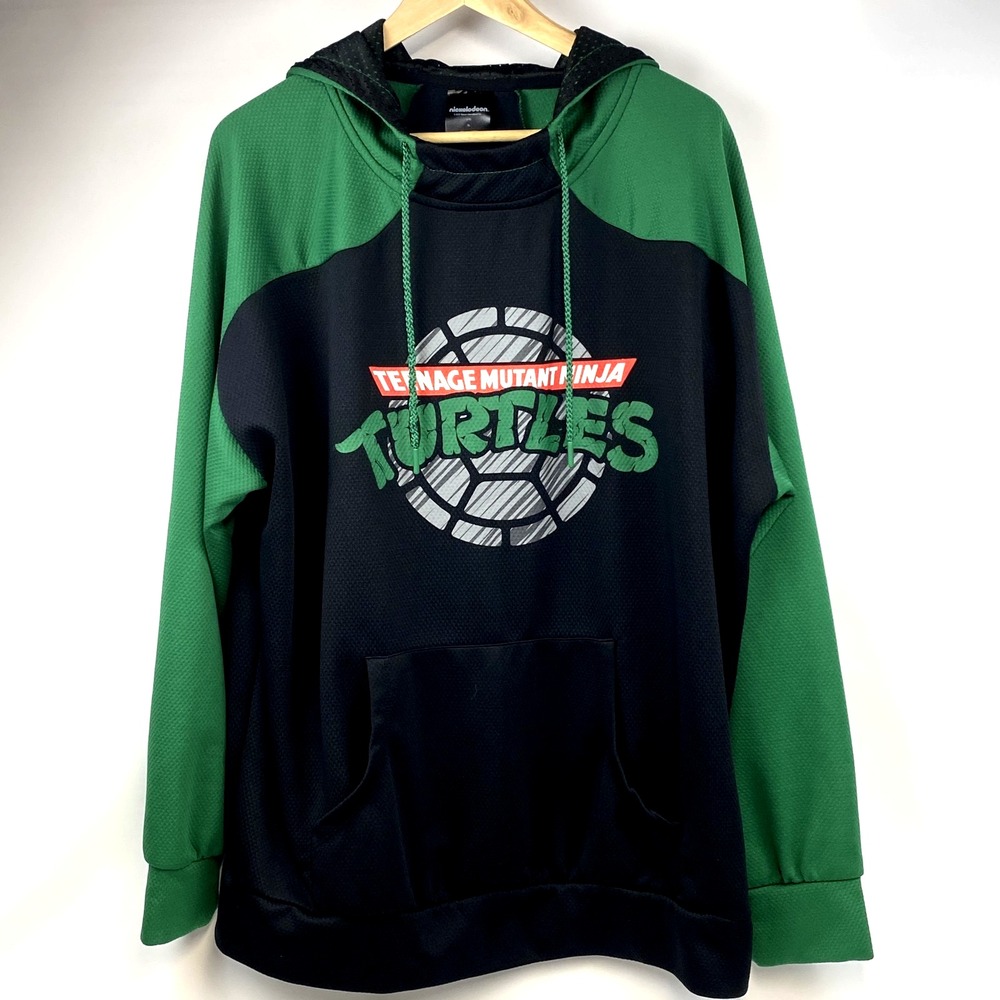 Nickelodeon Hoodie Teenage Mutant Ninja Turtles Pullover XL Black Green EUC TMNT